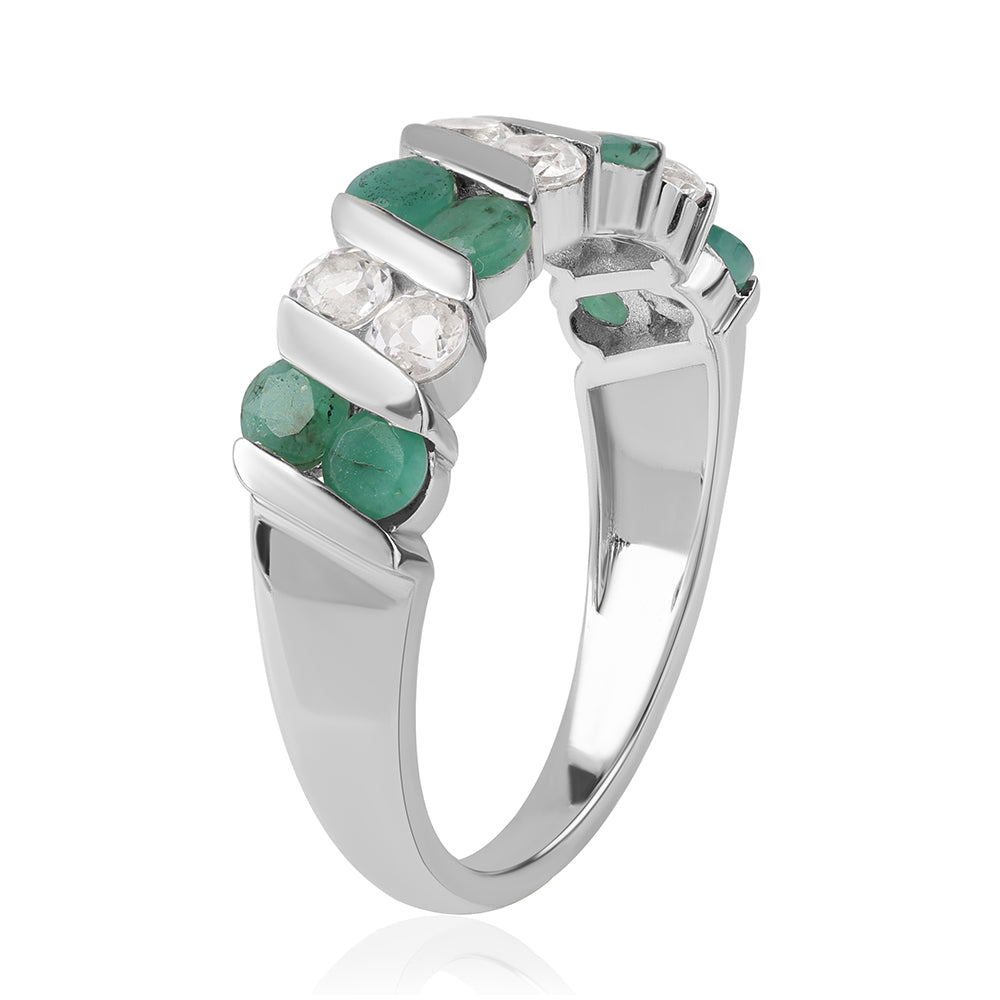 Ezüst Gyűrű Brazil Smaragddal és Fehér Topázzal 2 