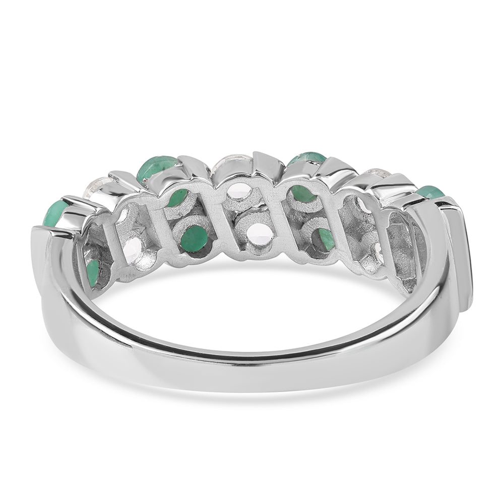 Ezüst Gyűrű Brazil Smaragddal és Fehér Topázzal 3 