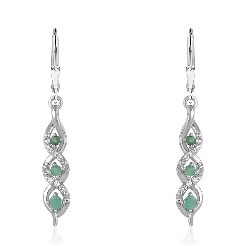 Ezüst Fülbevaló Brazil Smaragddal és Fehér Topázzal 1 