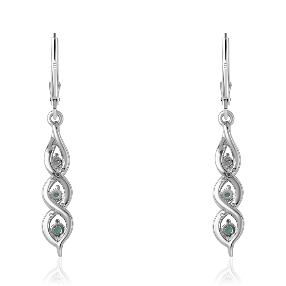 Ezüst Fülbevaló Brazil Smaragddal és Fehér Topázzal 3 