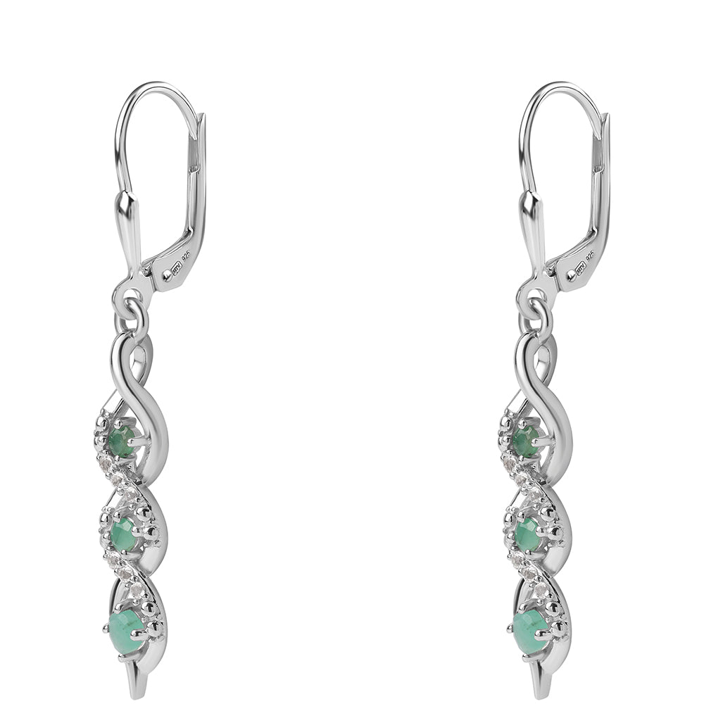 Ezüst Fülbevaló Brazil Smaragddal és Fehér Topázzal