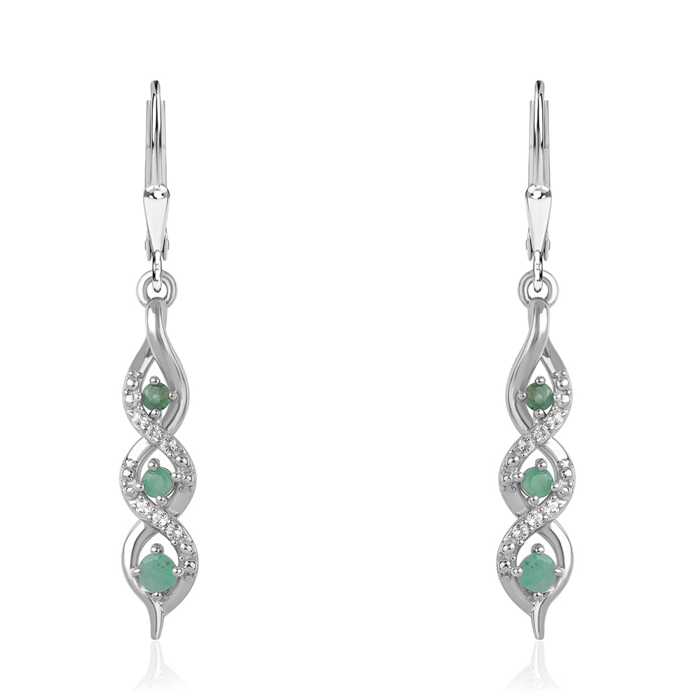 Ezüst Fülbevaló Brazil Smaragddal és Fehér Topázzal 6 