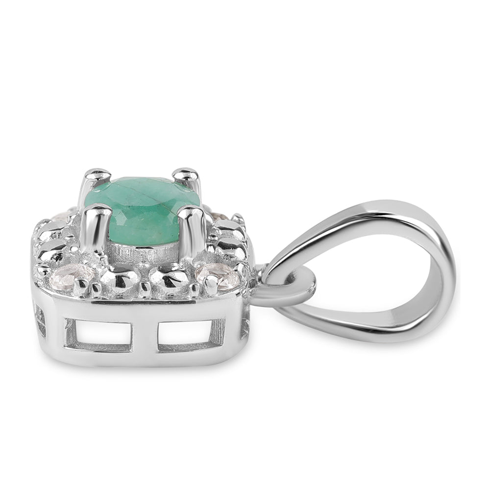 Ezüst Szett Brazil Smaragddal és Fehér Topázzal ( Fülbevaló+Gyűrű+Medál ) 9 