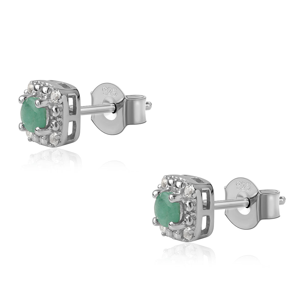 Ezüst Szett Brazil Smaragddal és Fehér Topázzal ( Fülbevaló+Gyűrű+Medál ) 11 