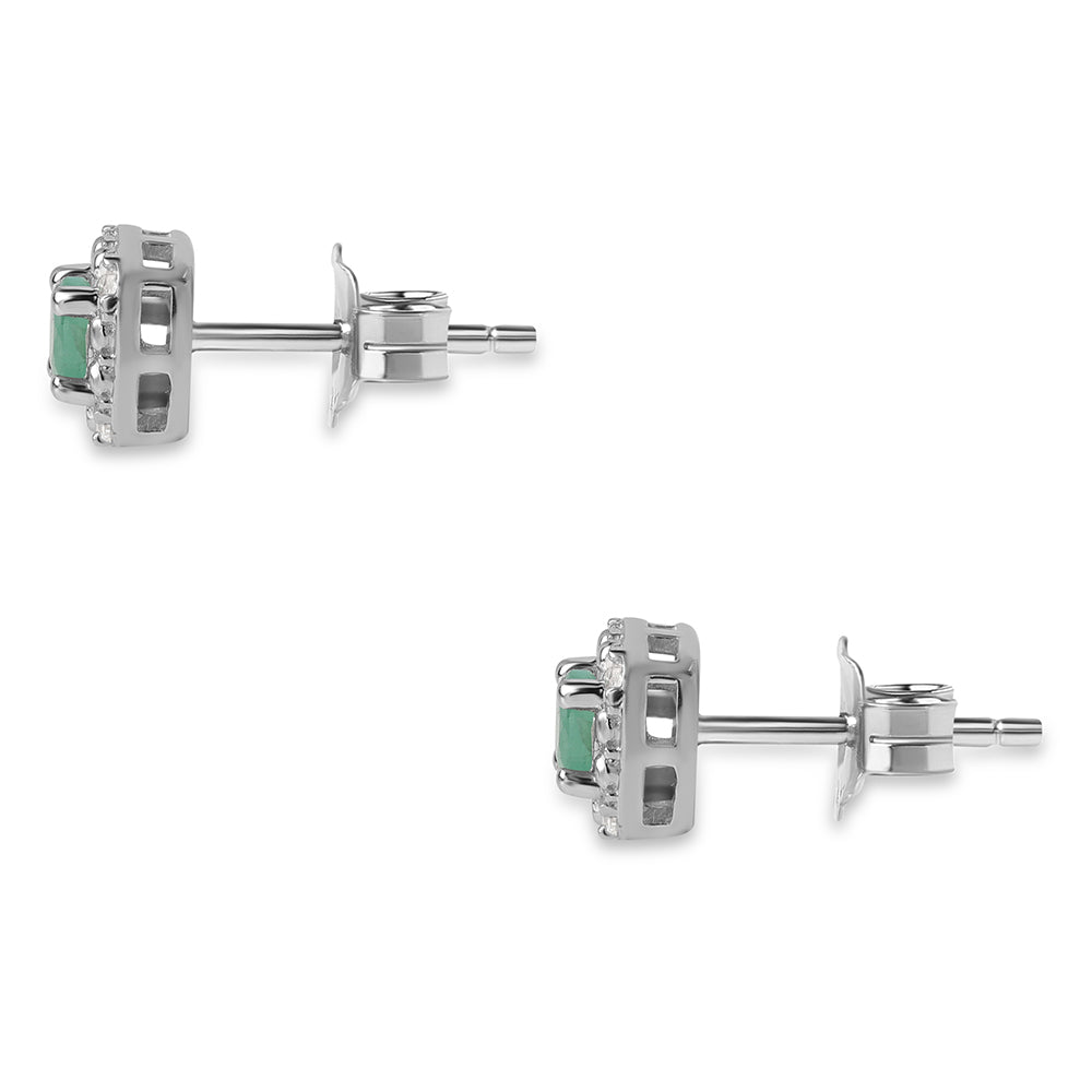 Ezüst Szett Brazil Smaragddal és Fehér Topázzal ( Fülbevaló+Gyűrű+Medál )