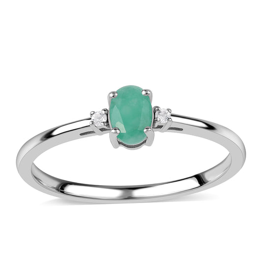 Ezüst Gyűrű Brazil Smaragddal és Fehér Topázzal