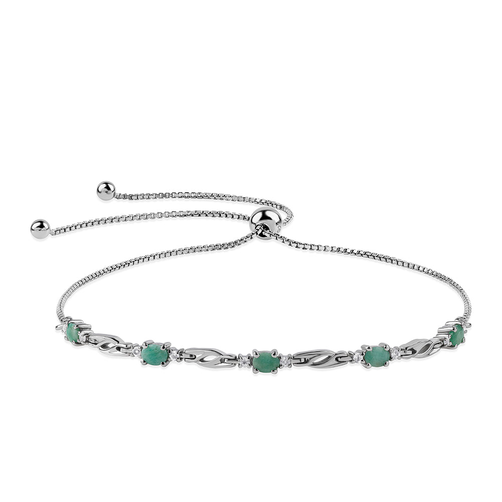 Ezüst Karkötő Brazil Smaragddal és Fehér Topázzal 1 