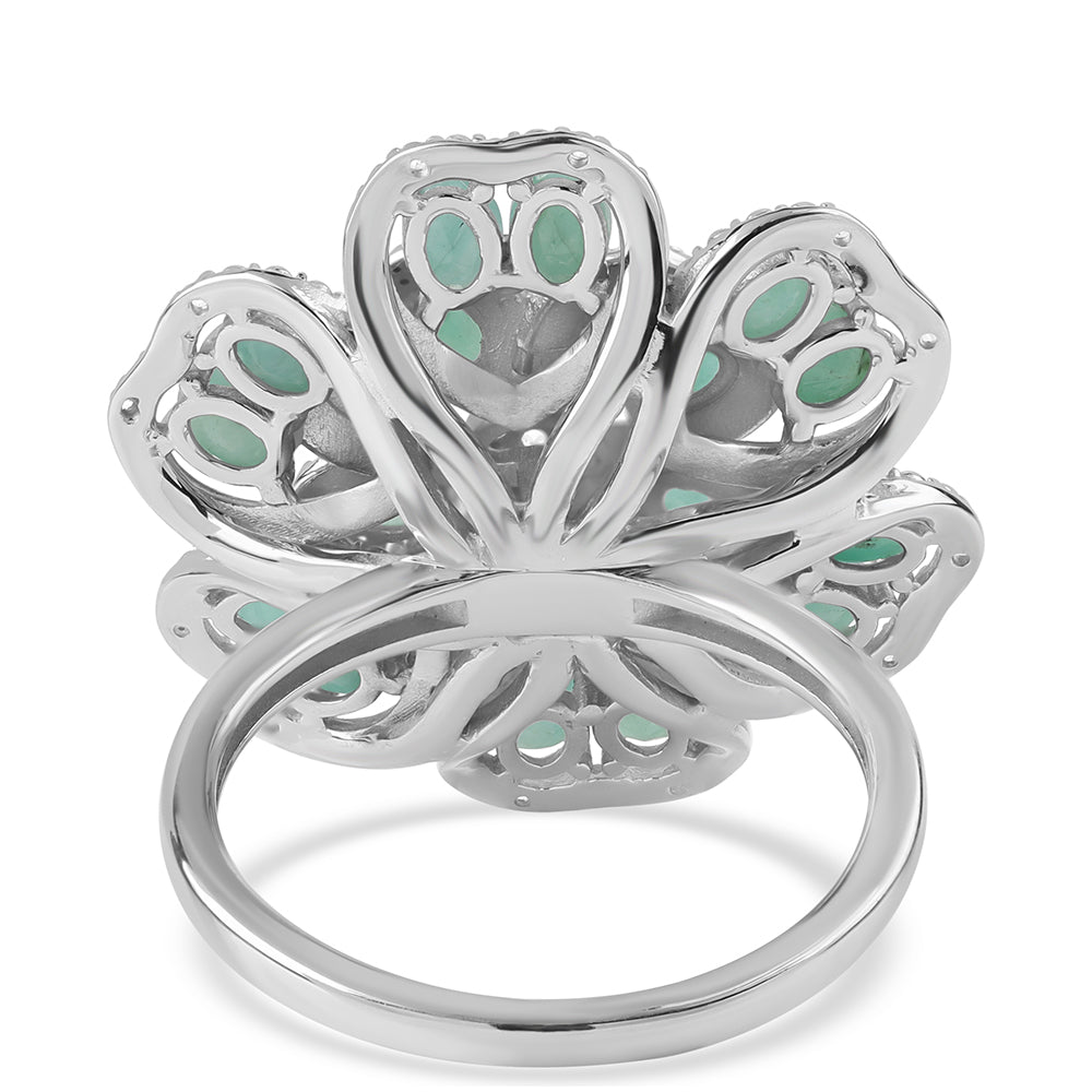 Ezüst Gyűrű Brazil Smaragddal és Fehér Topázzal 4 