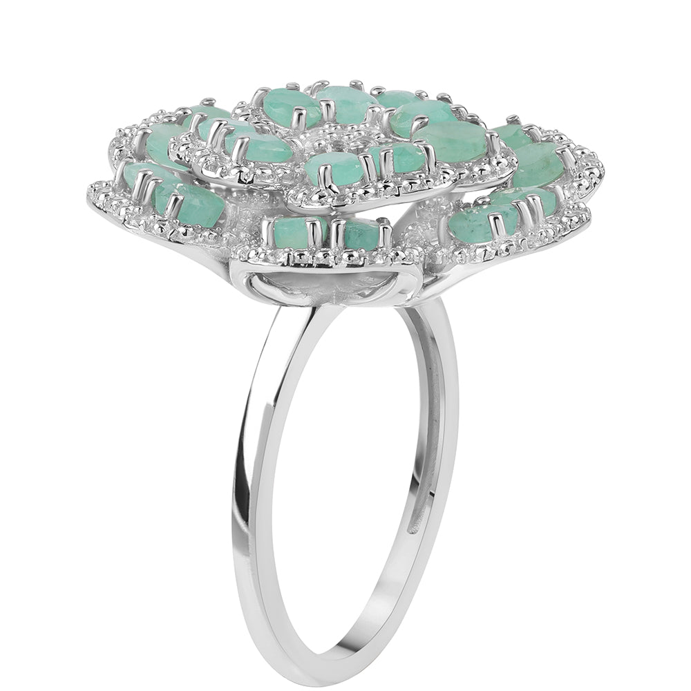 Ezüst Gyűrű Brazil Smaragddal és Fehér Topázzal 5 