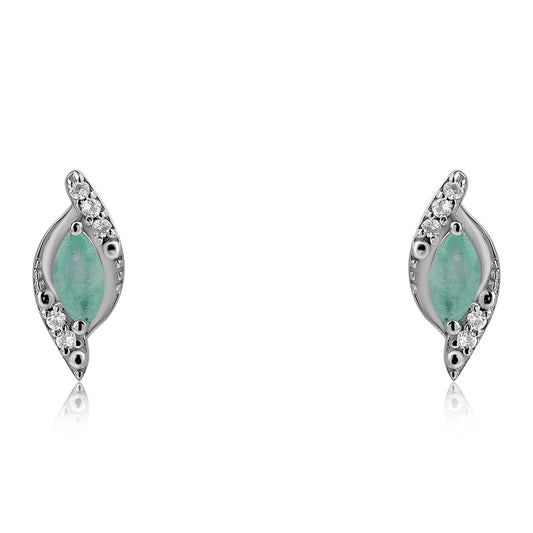 Ezüst Fülbevaló Brazil Smaragddal és Fehér Topázzal