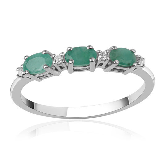Ezüst Gyűrű Brazil Smaragddal és Fehér Topázzal