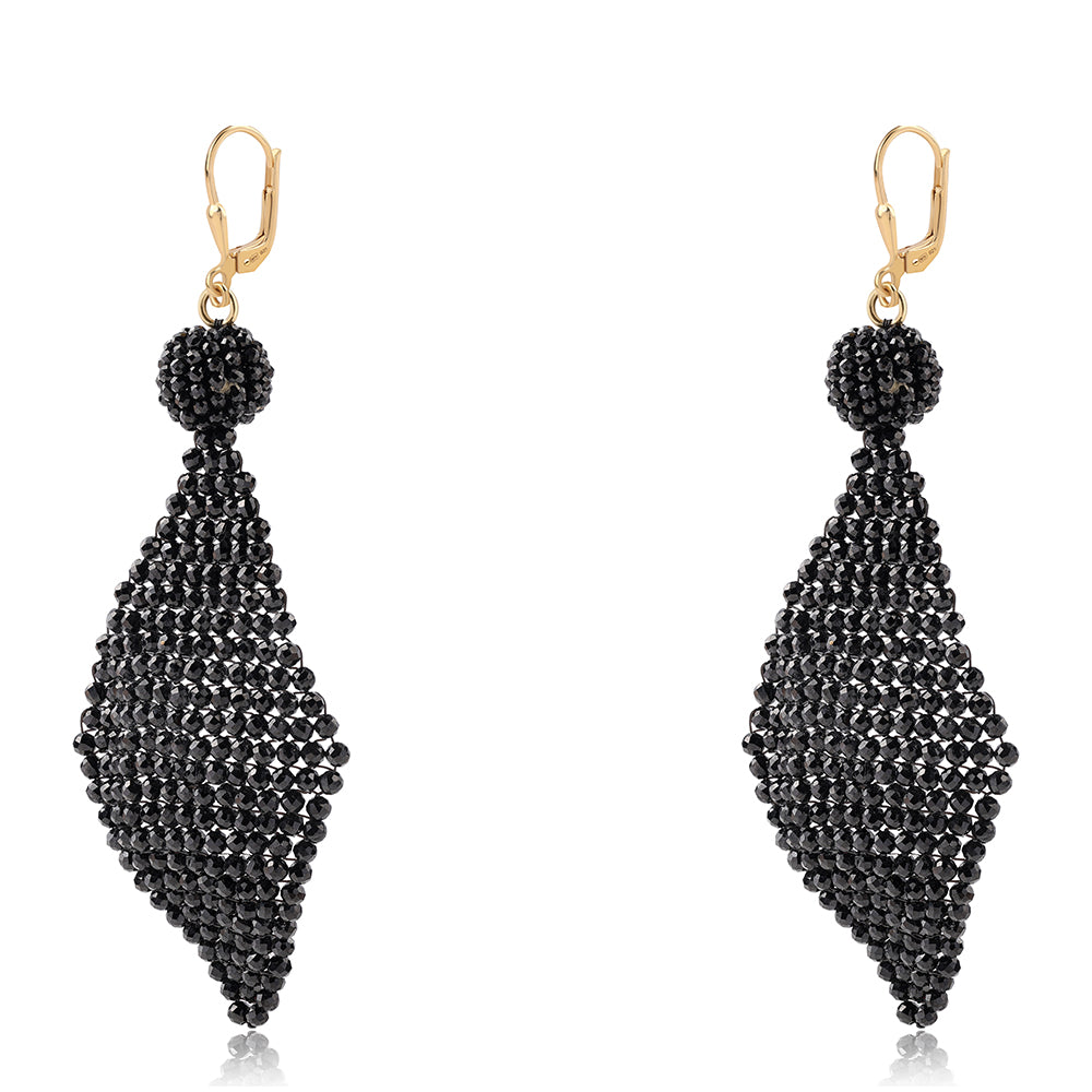 Arannyal Bevont Ezüst Fülbevaló Fekete Spinellel