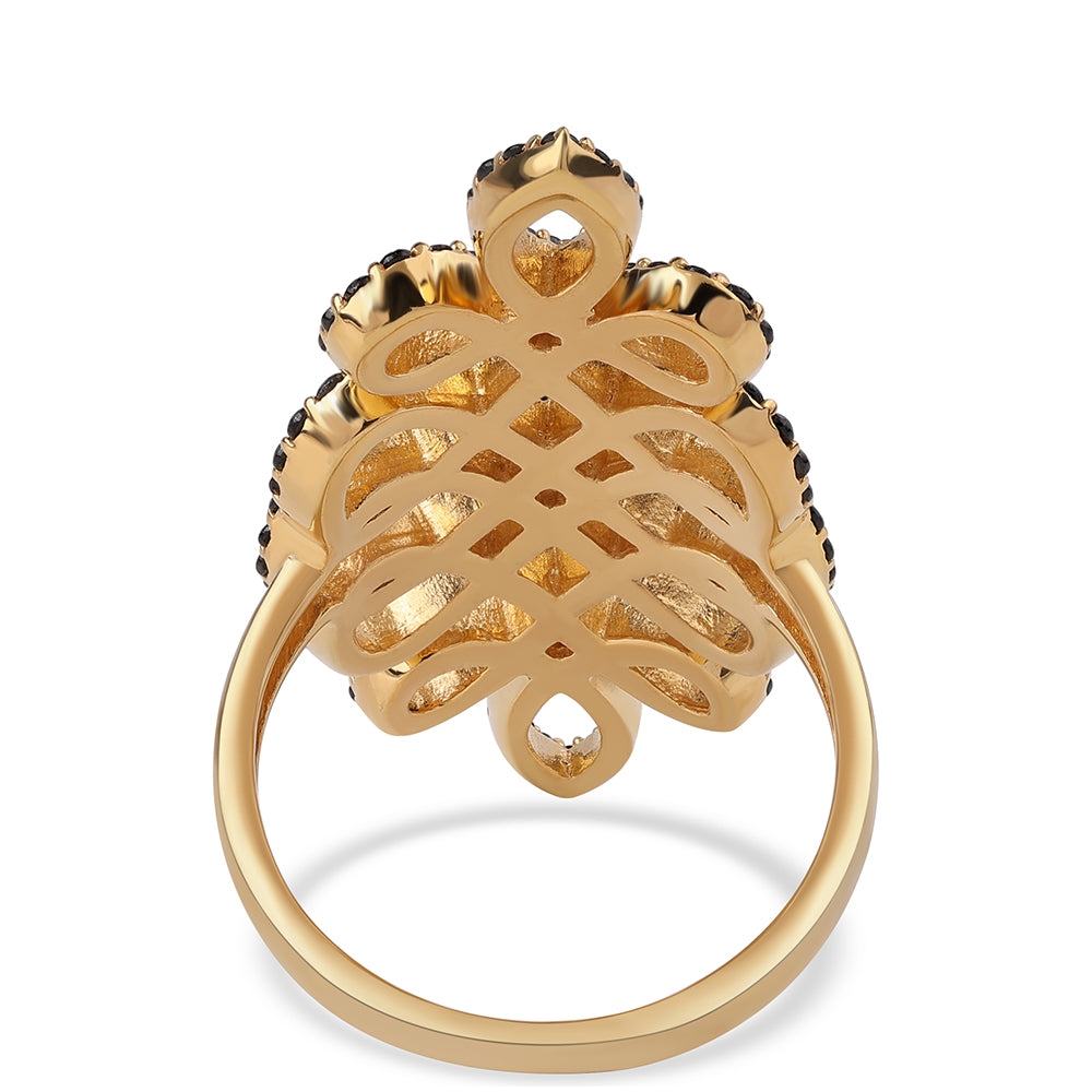 Arannyal Bevont Ezüst Gyűrű Fekete Spinellel 3 