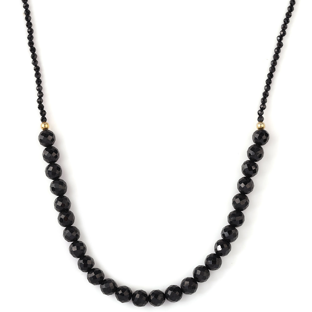 Arannyal Bevont Ezüst Nyaklánc Fekete Spinellel 2 