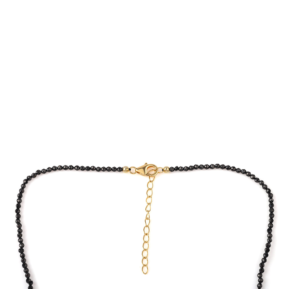 Arannyal Bevont Ezüst Nyaklánc Fekete Spinellel 3 