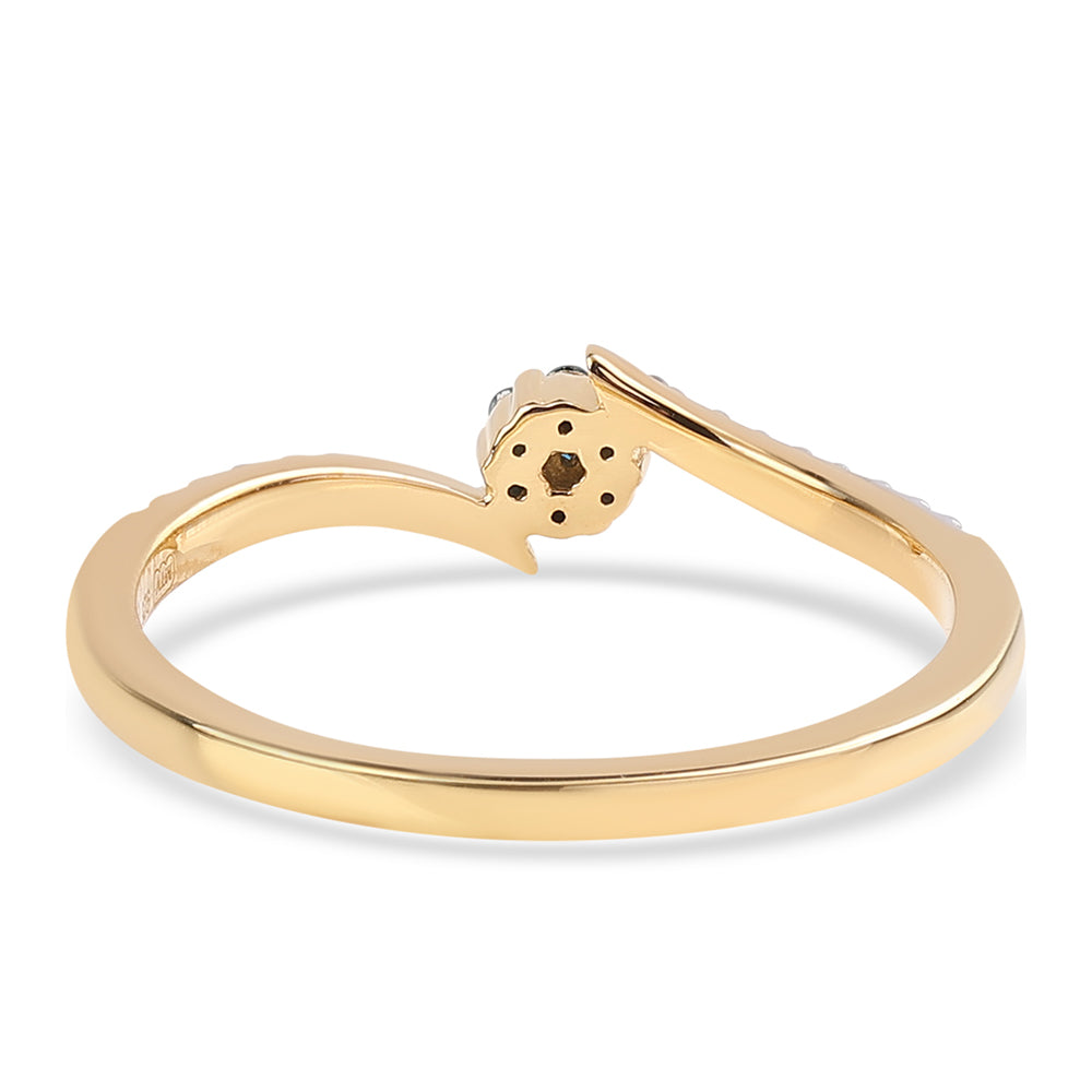 Arannyal Bevont Ezüst Gyűrű Kék Gyémánttal és Fehér Gyémánttal 3 