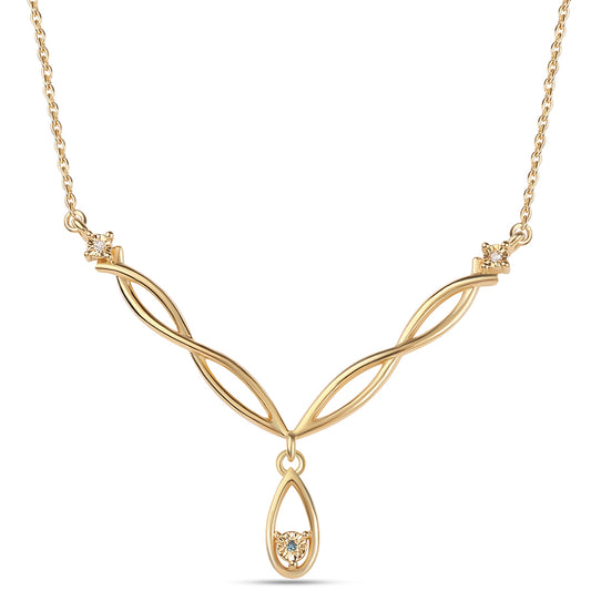 Arannyal Bevont Ezüst Nyaklánc Kék Gyémánttal és Fehér Gyémánttal