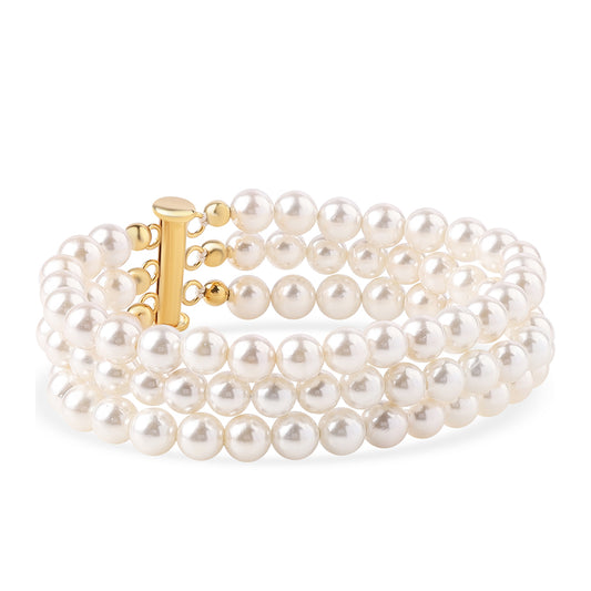 Arannyal Bevont Ezüst Karkötő Fehér Édesvízi Kagylógyönggyel