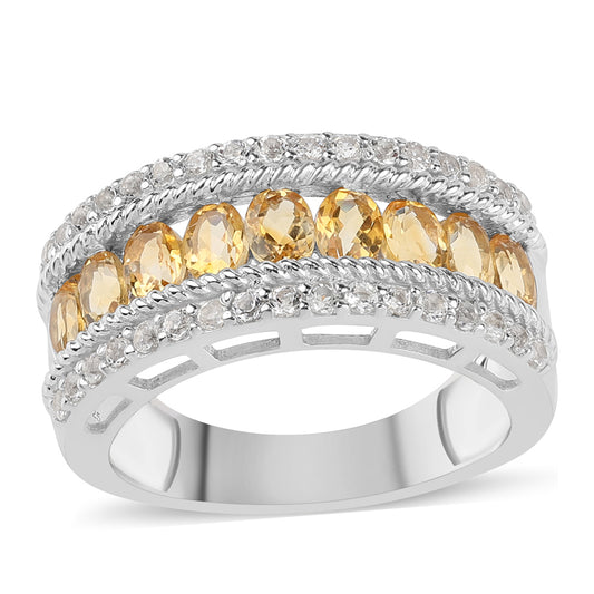 Ezüst Gyűrű Citrinnel és Fehér Topázzal