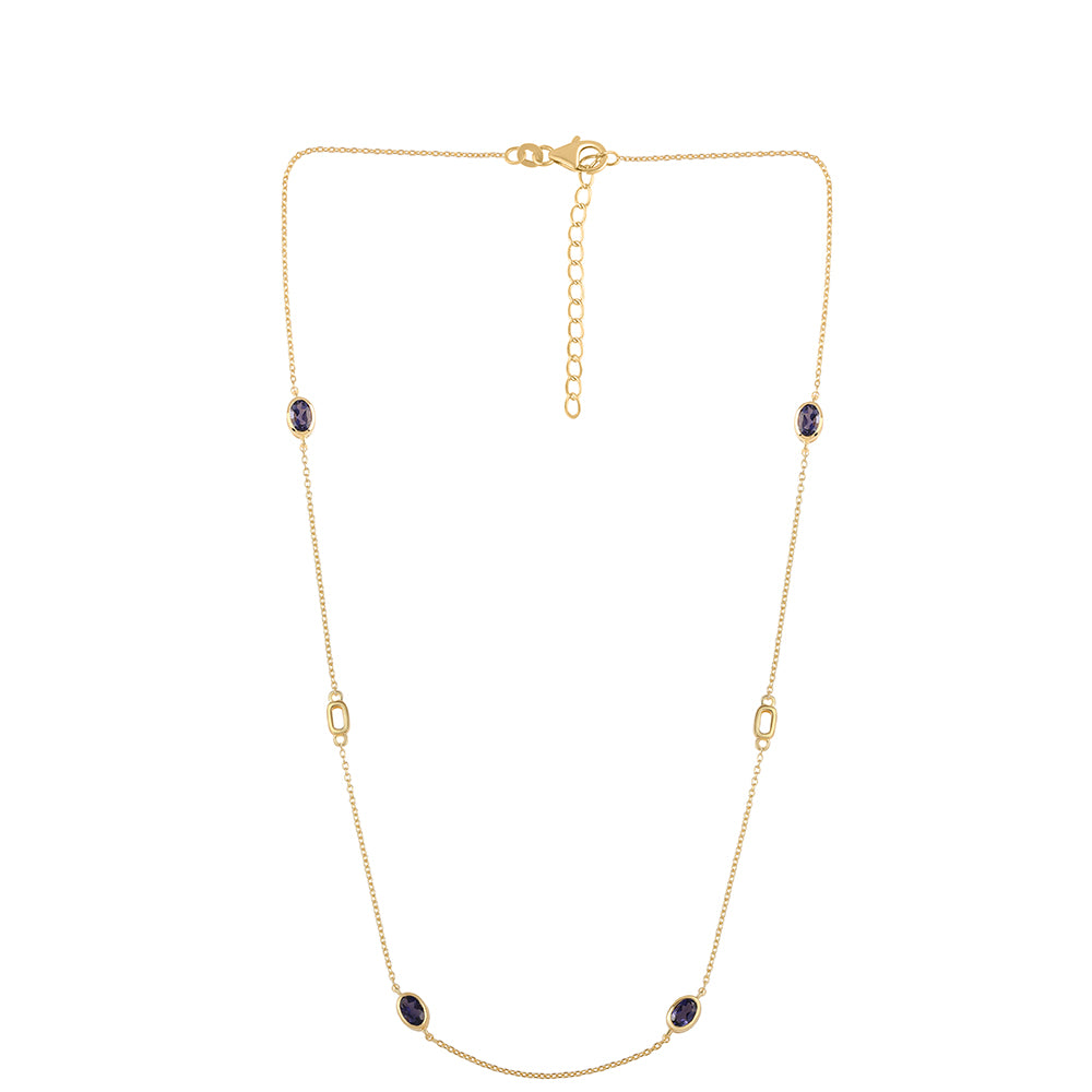 Arannyal Bevont Ezüst Nyaklánc Iolittal