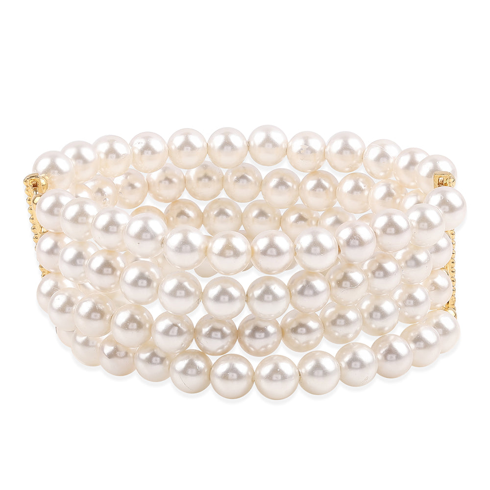 Arannyal Bevont Ezüst Karkötő Fehér Édesvízi Kagylógyönggyel 1 