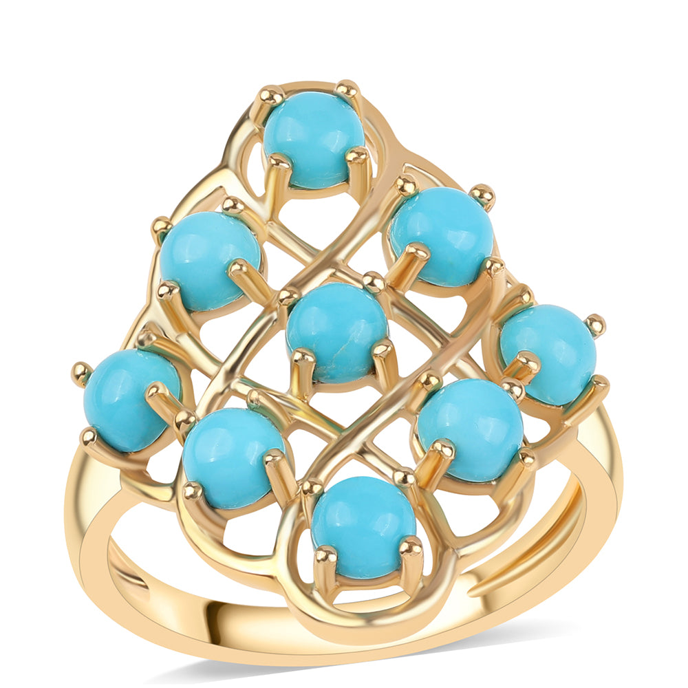 Arannyal Bevont Ezüst Gyűrű Csipkerózsika Türkizzel