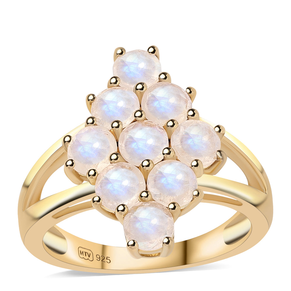 Arannyal Bevont Ezüst Gyűrű "AA" Osztályú Szivárvány Holdkővel