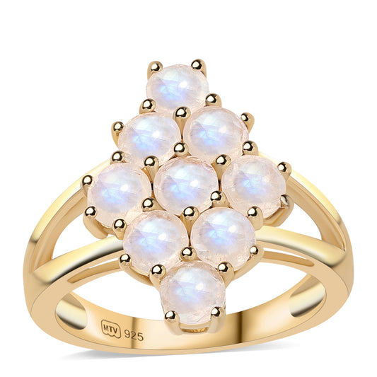 Arannyal Bevont Ezüst Gyűrű "AA" Osztályú Szivárvány Holdkővel