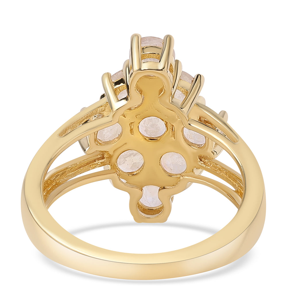 Arannyal Bevont Ezüst Gyűrű "AA" Osztályú Szivárvány Holdkővel 2 