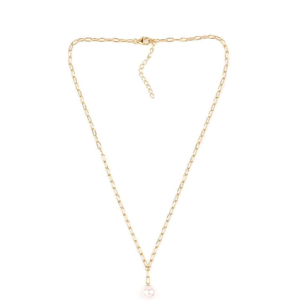 Arannyal Bevont Ezüst Nyaklánc Fehér Édesvízi Kagylógyönggyel 2 