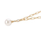 Arannyal Bevont Ezüst Nyaklánc Fehér Édesvízi Kagylógyönggyel