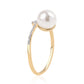 Arannyal Bevont Ezüst Gyűrű Fehér Édesvízi Kagylógyönggyel és Fehér Topázzal