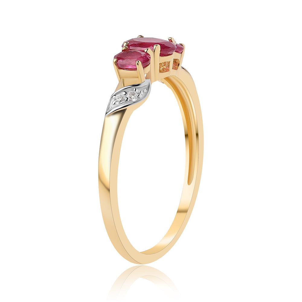 Arannyal Bevont Ezüst Gyűrű Mozambiquei Rubinnal és Fehér Topázzal 2 