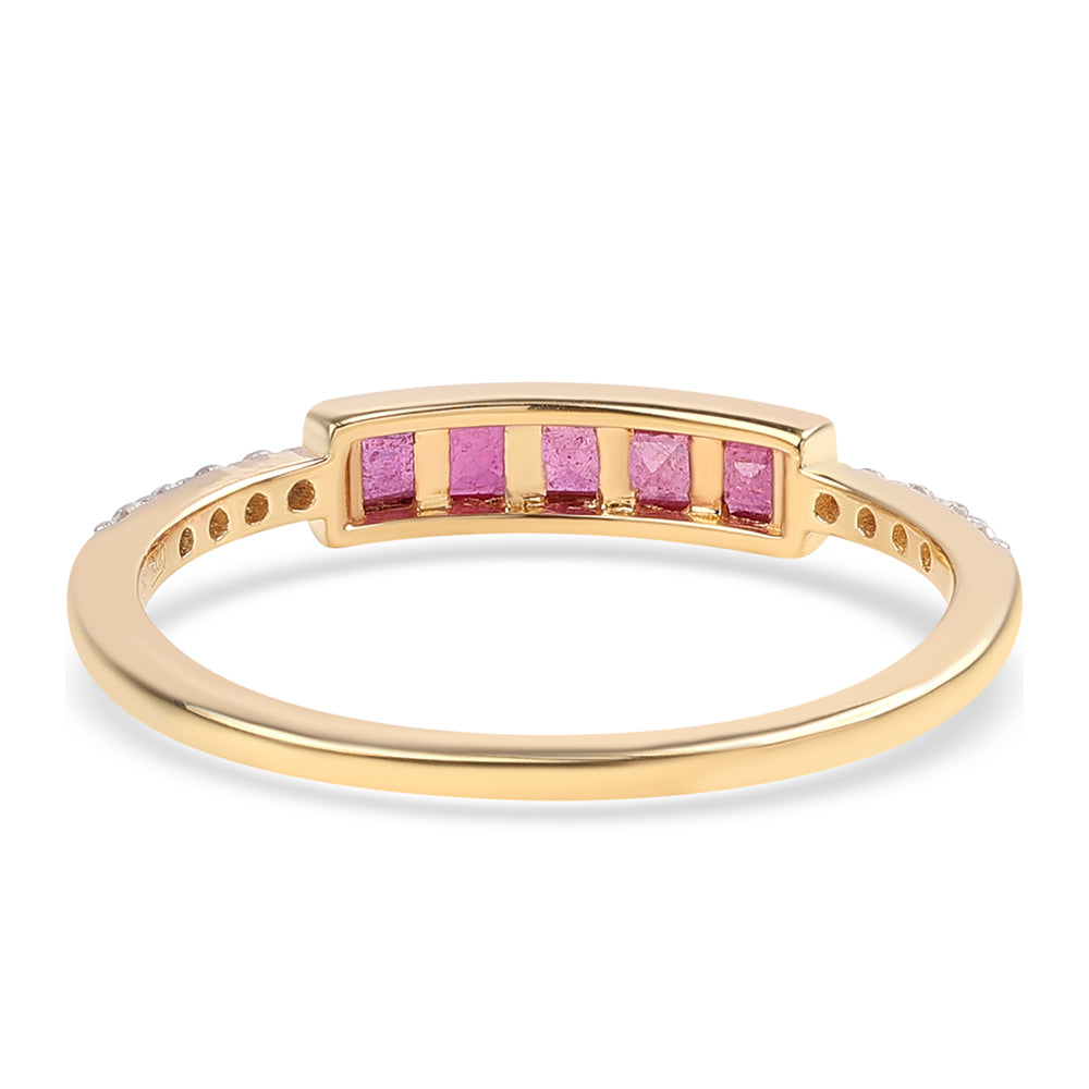 Arannyal Bevont Ezüst Gyűrű Mozambiquei Rubinnal és Fehér Topázzal