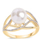Arannyal Bevont Ezüst Gyűrű Fehér Édesvízi Kagylógyönggyel és Fehér Topázzal