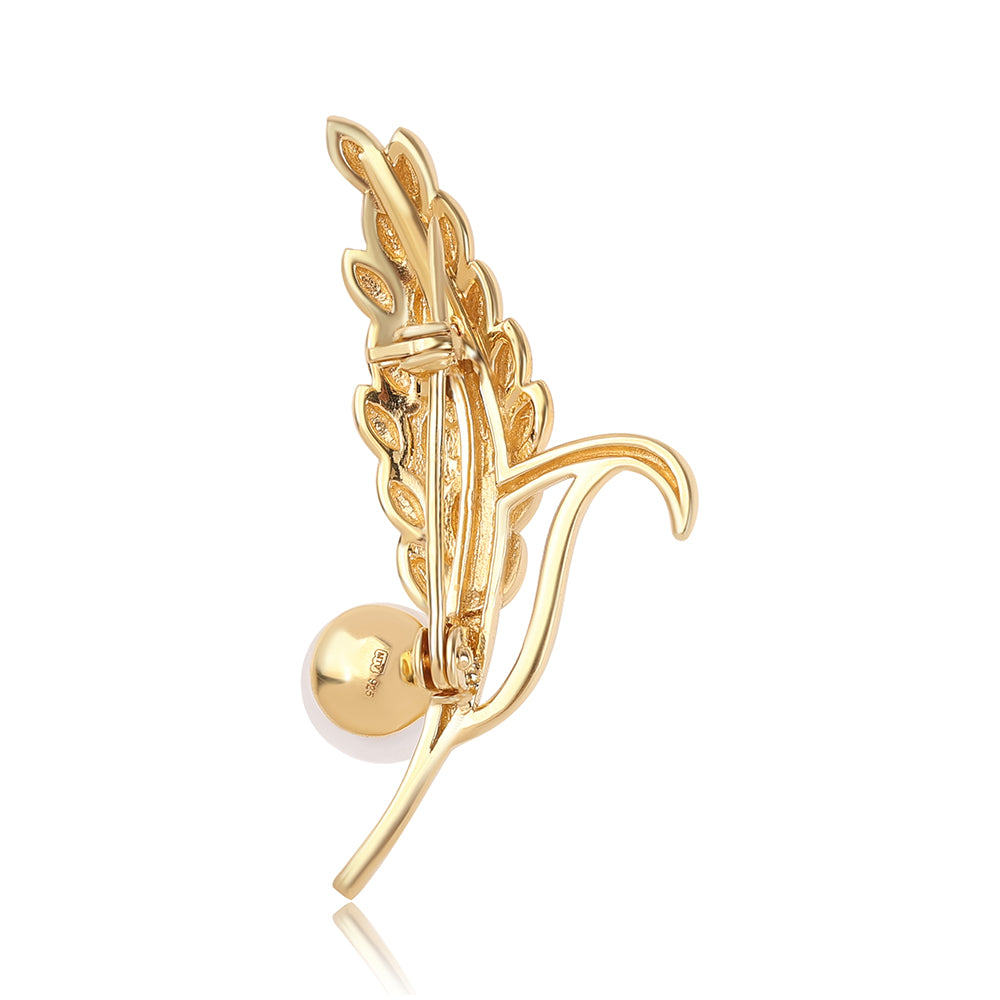 Arannyal Bevont Ezüst Bross Fehér Édesvízi Kagylógyönggyel 2 