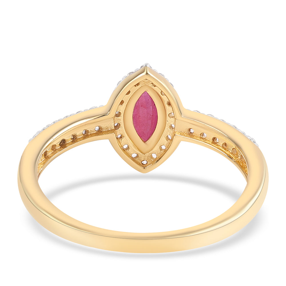 Arannyal Bevont Ezüst Gyűrű Mozambiquei Rubinnal és Fehér Topázzal