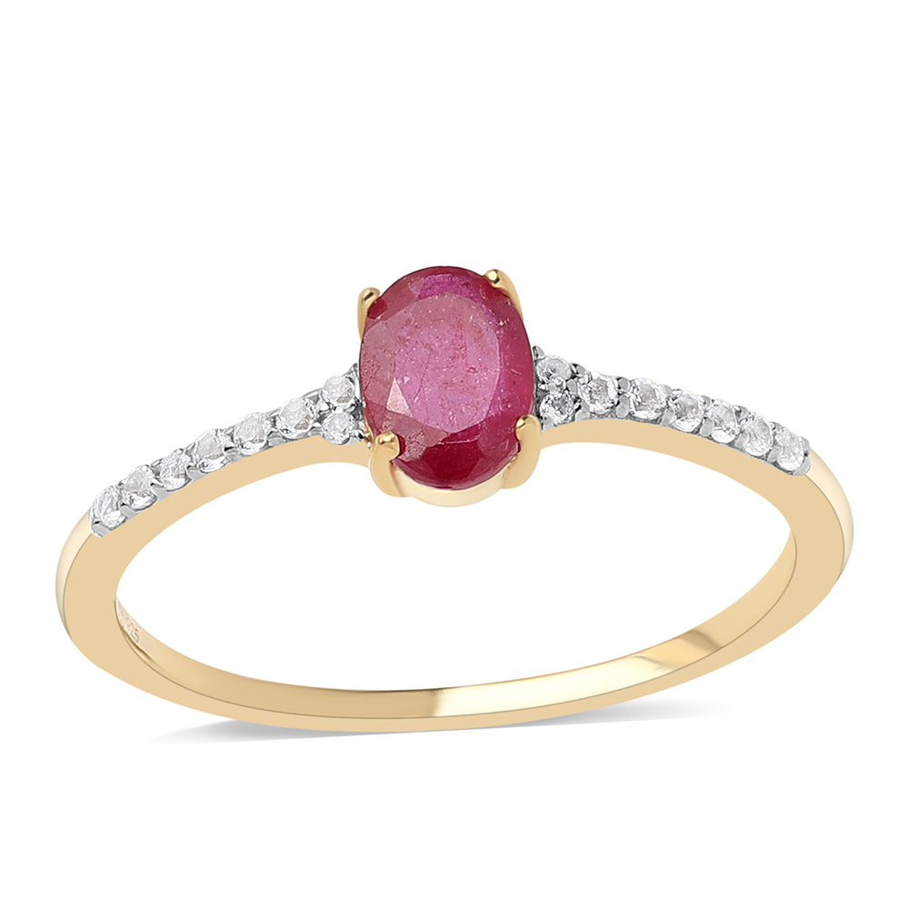 Arannyal Bevont Ezüst Gyűrű Mozambiquei Rubinnal és Fehér Topázzal