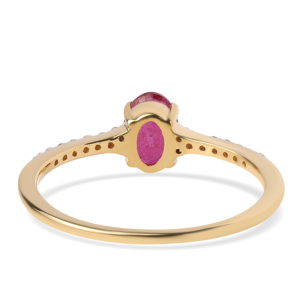 Arannyal Bevont Ezüst Gyűrű Mozambiquei Rubinnal és Fehér Topázzal 2 