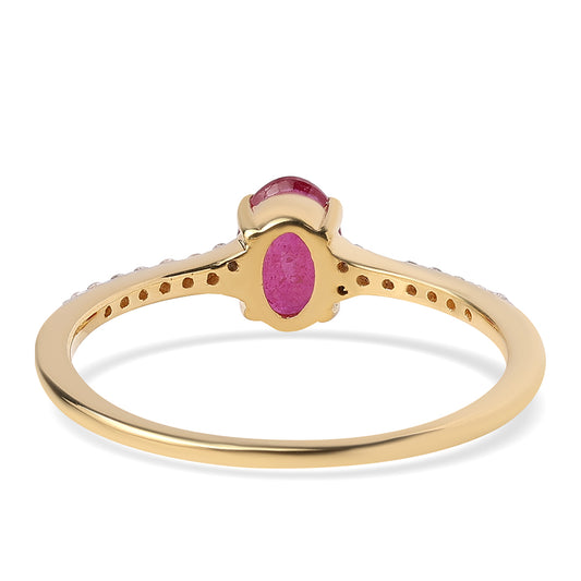 Arannyal Bevont Ezüst Gyűrű Mozambiquei Rubinnal és Fehér Topázzal