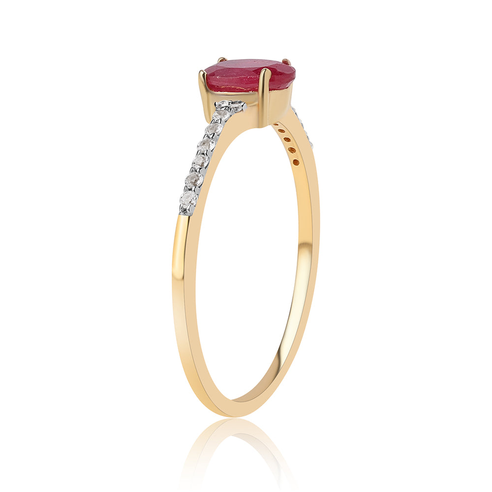 Arannyal Bevont Ezüst Gyűrű Mozambiquei Rubinnal és Fehér Topázzal