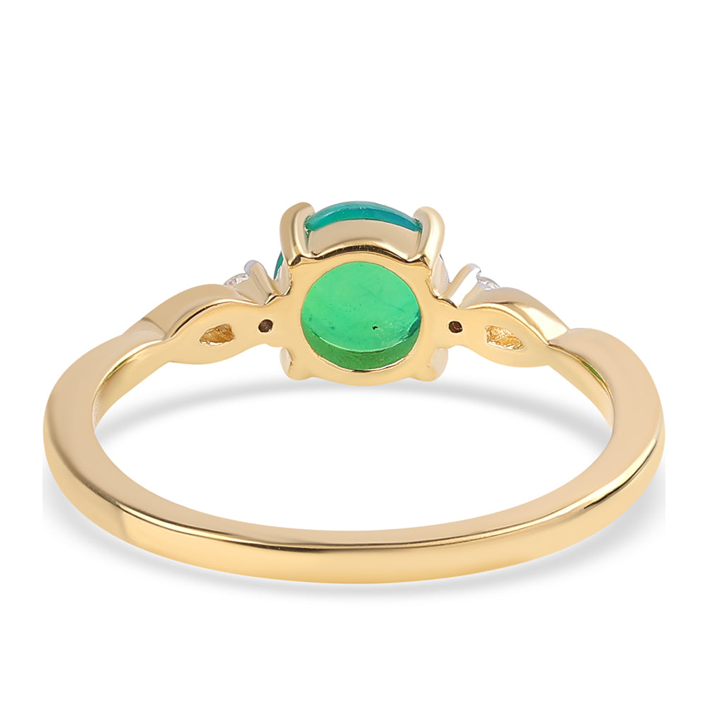 Arannyal Bevont Ezüst Gyűrű Lega Dembi Zöld Etiópiai Opállal és Fehér Topázzal 2 