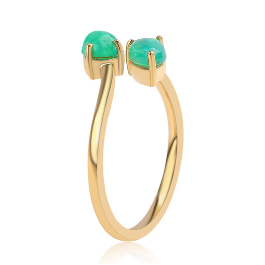 Arannyal Bevont Ezüst Gyűrű Lega Dembi Zöld Etiópiai Opállal