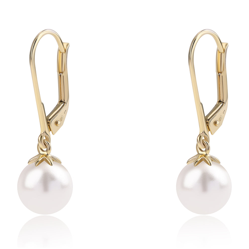 9 Karátos Arany Fülbevaló Fehér Édesvízi Kagylógyönggyel