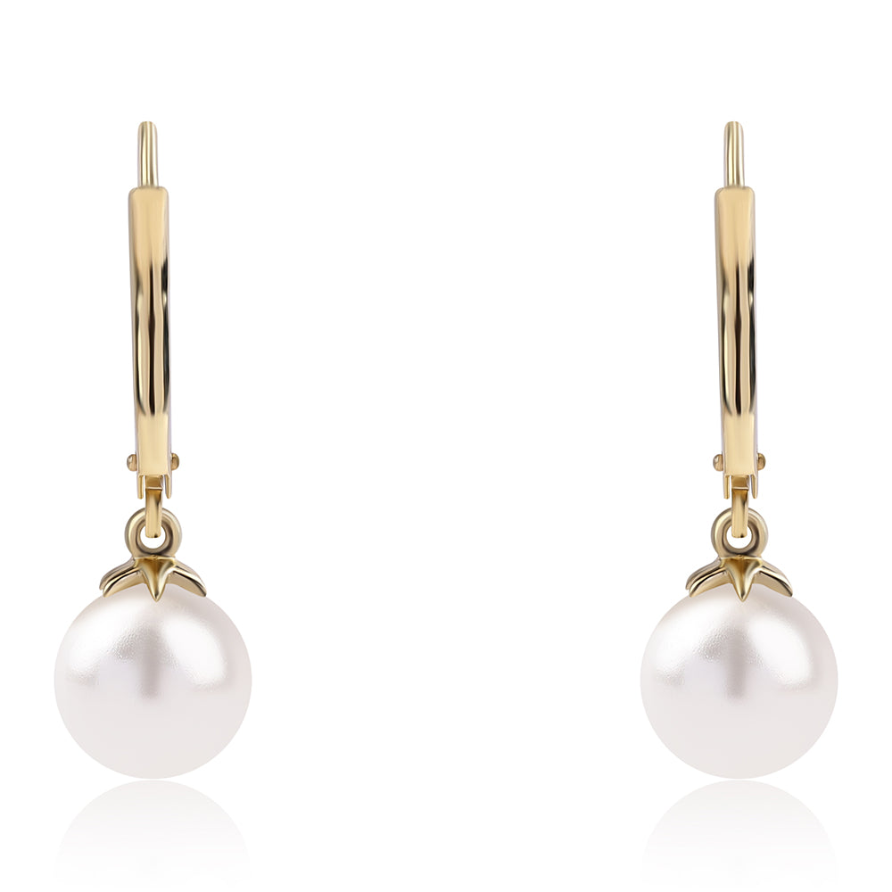 9 Karátos Arany Fülbevaló Fehér Édesvízi Kagylógyönggyel