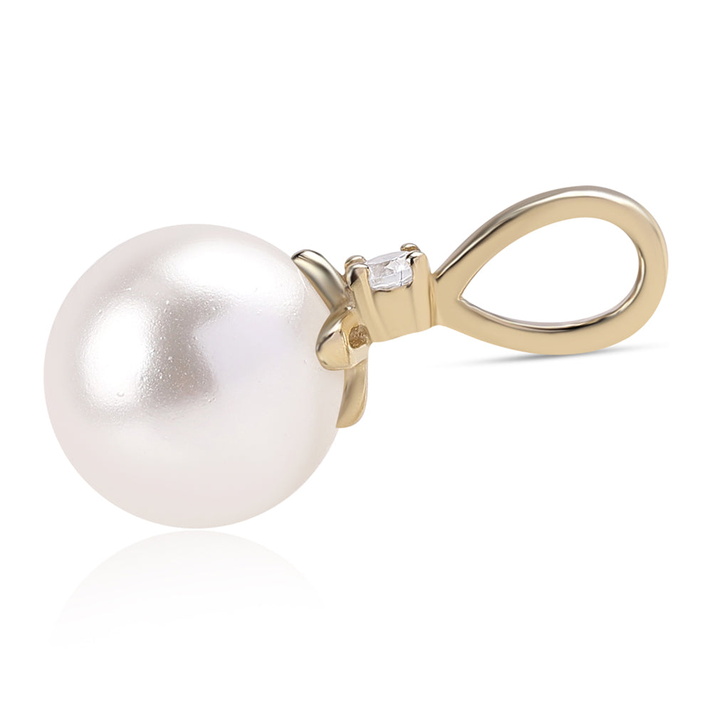 9 Karátos Arany Medál Fehér Édesvízi Kagylógyönggyel és Fehér Cirkónnal 2 