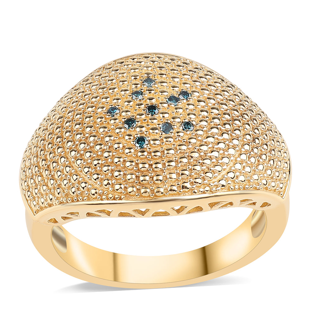 Arannyal Bevont Ezüst Gyűrű Kék Gyémánttal 1 