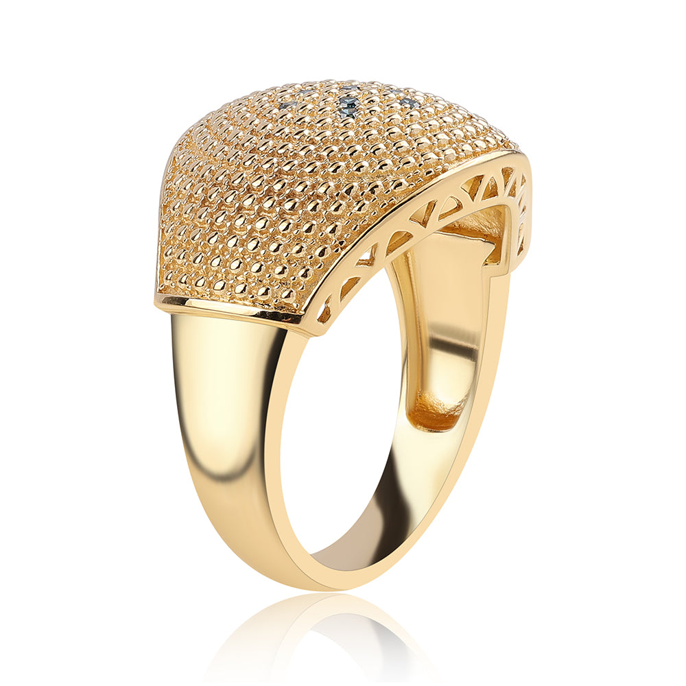 Arannyal Bevont Ezüst Gyűrű Kék Gyémánttal 3 