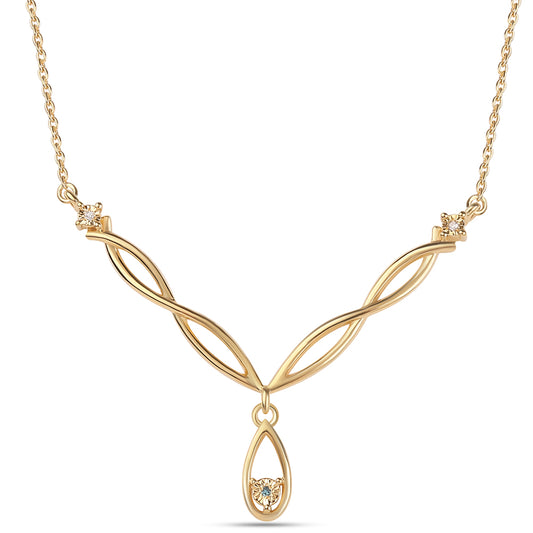 Arannyal Bevont Ezüst Nyaklánc Kék Gyémánttal és Fehér Gyémánttal