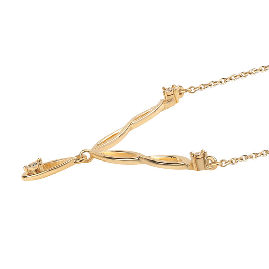 Arannyal Bevont Ezüst Nyaklánc Kék Gyémánttal és Fehér Gyémánttal